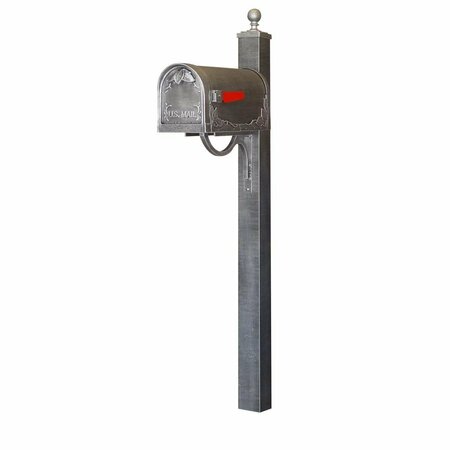 SPECIAL LITE Floral Curbside with Springfield Mailbox Post, Swedish Silver SCF-1003_SPK-710-SW